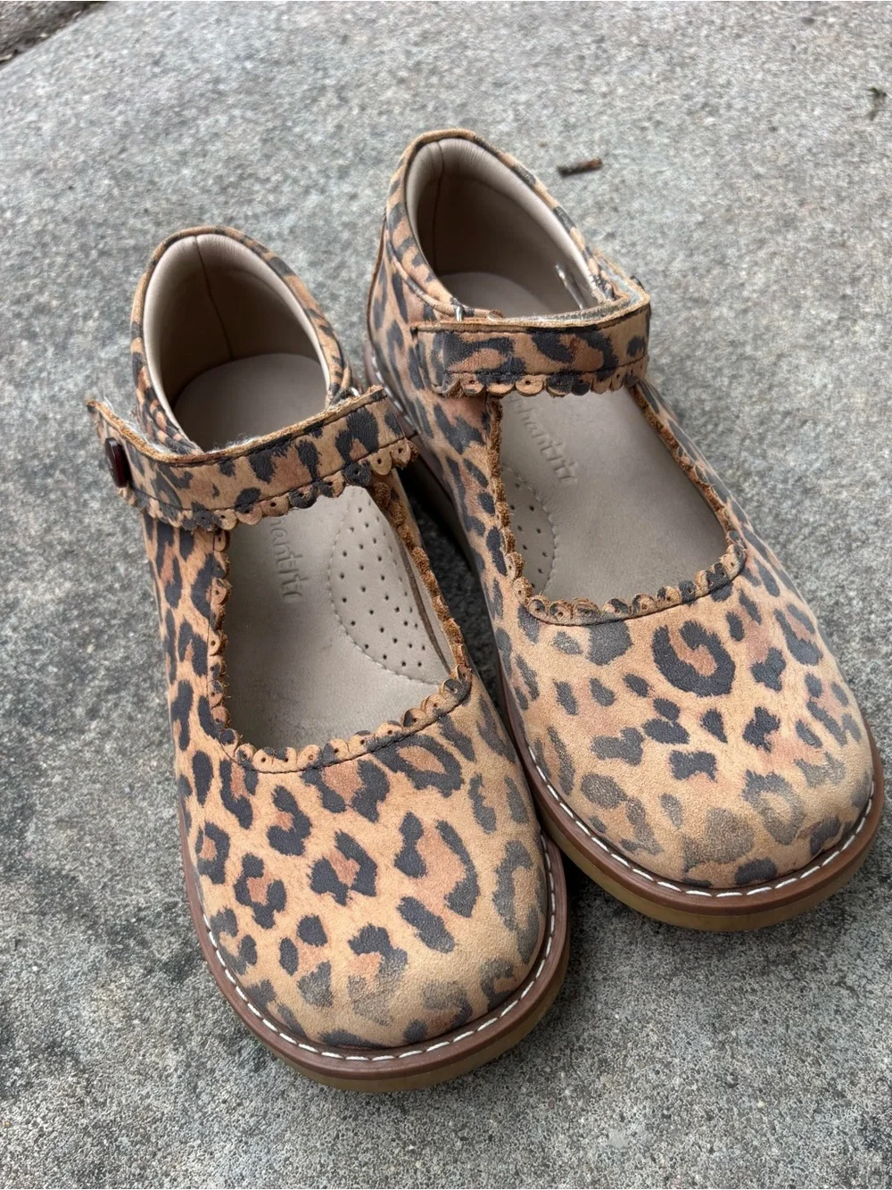 Girls' Leopard Print Mary Jane Kids Shoes - Tan/Brown